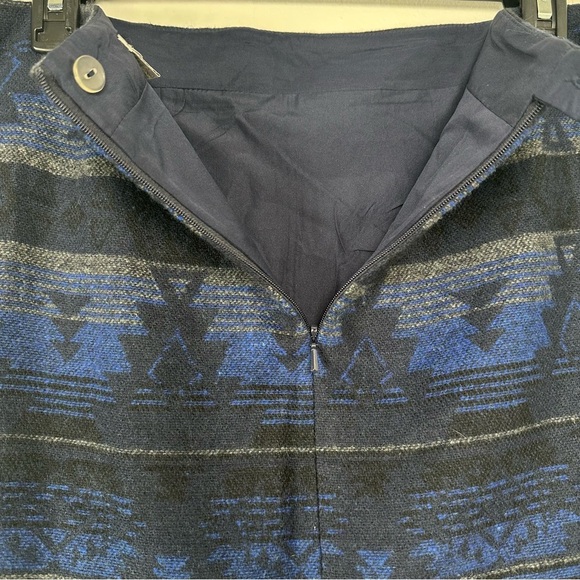 Dalia Collection Skirt Size 12 Blue Wool Blend Asymmetrical Aztec Western Rodeo - Picture 5 of 12